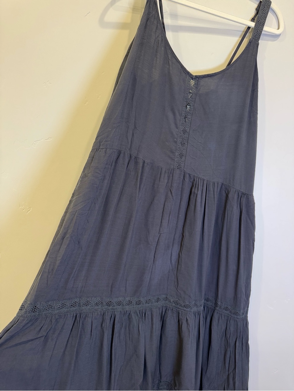 Splendid Women's Charcoal Tiered Maxi Dress with Lace - Picture 3 of 5